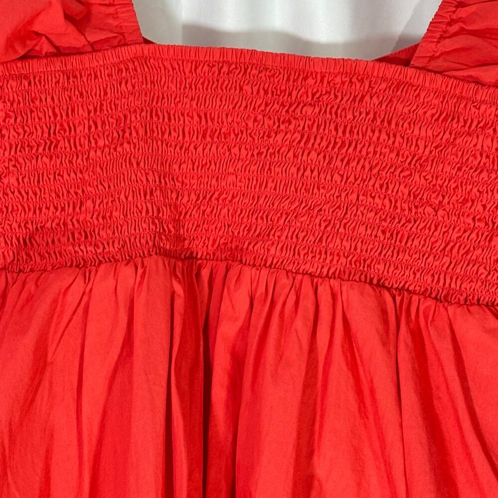 NWT Free People Lindsay Rose Babydoll Dress Red Ruched Puff Sleeves XS - Picture 6 of 7